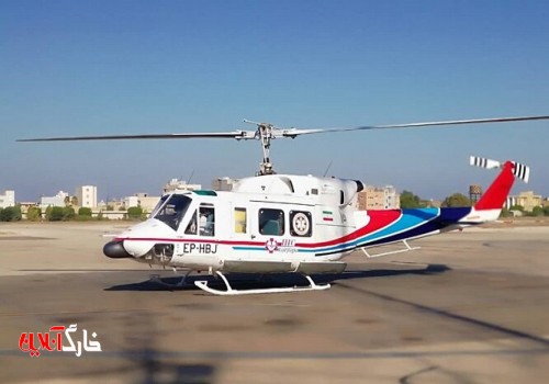 پرواز بالگرد اورژانس ۱۱۵ بوشهر بر فراز خلیج‌فارس برای نجات بیمار