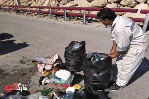 جمع آوری زباله های اسکله مروارید خارگ